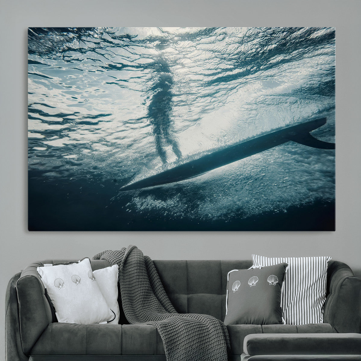 Underwater Surf Wall Art | Framed Ocean Wave Canvas Artwork