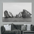 Coastal Wall Art | Framed Black White Ocean Canvas Artwork