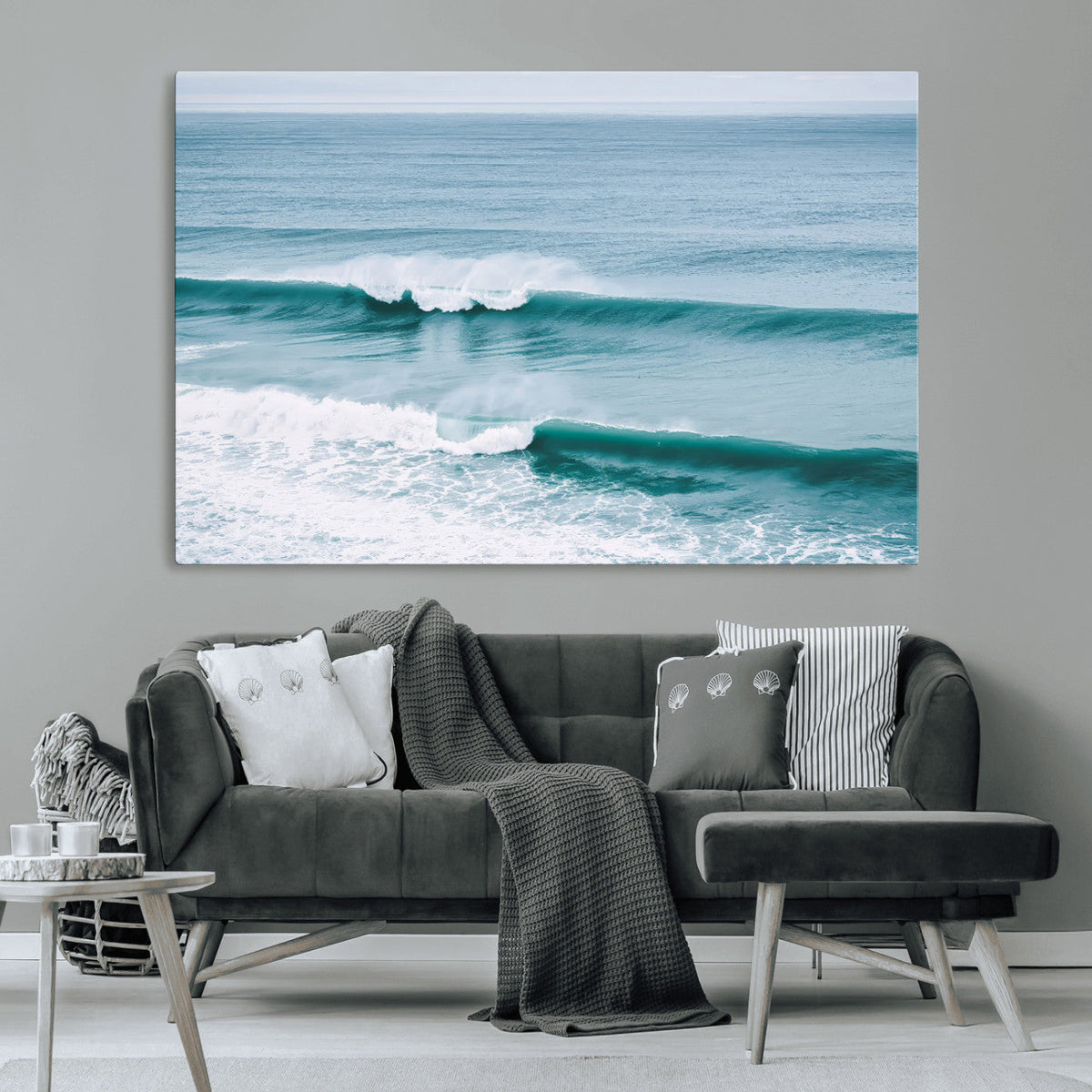 Ocean Swell Wall Art Canvas Print, Framed Surf Waves and Blue Water Scene