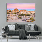 Vibrant Sunset Sky Wall Art Canvas Print, Framed Joshua Tree Desert Artwork