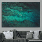 Ocean Surf Wall Art Canvas Print, Framed Vibrant Blue Waters Seascape Artwork