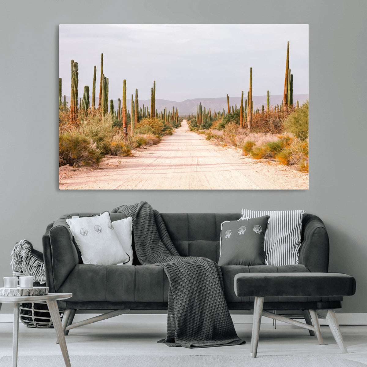 Desert Cactus Wall Art Canvas Print, Framed Southwestern Art, Bohemian Western Decor