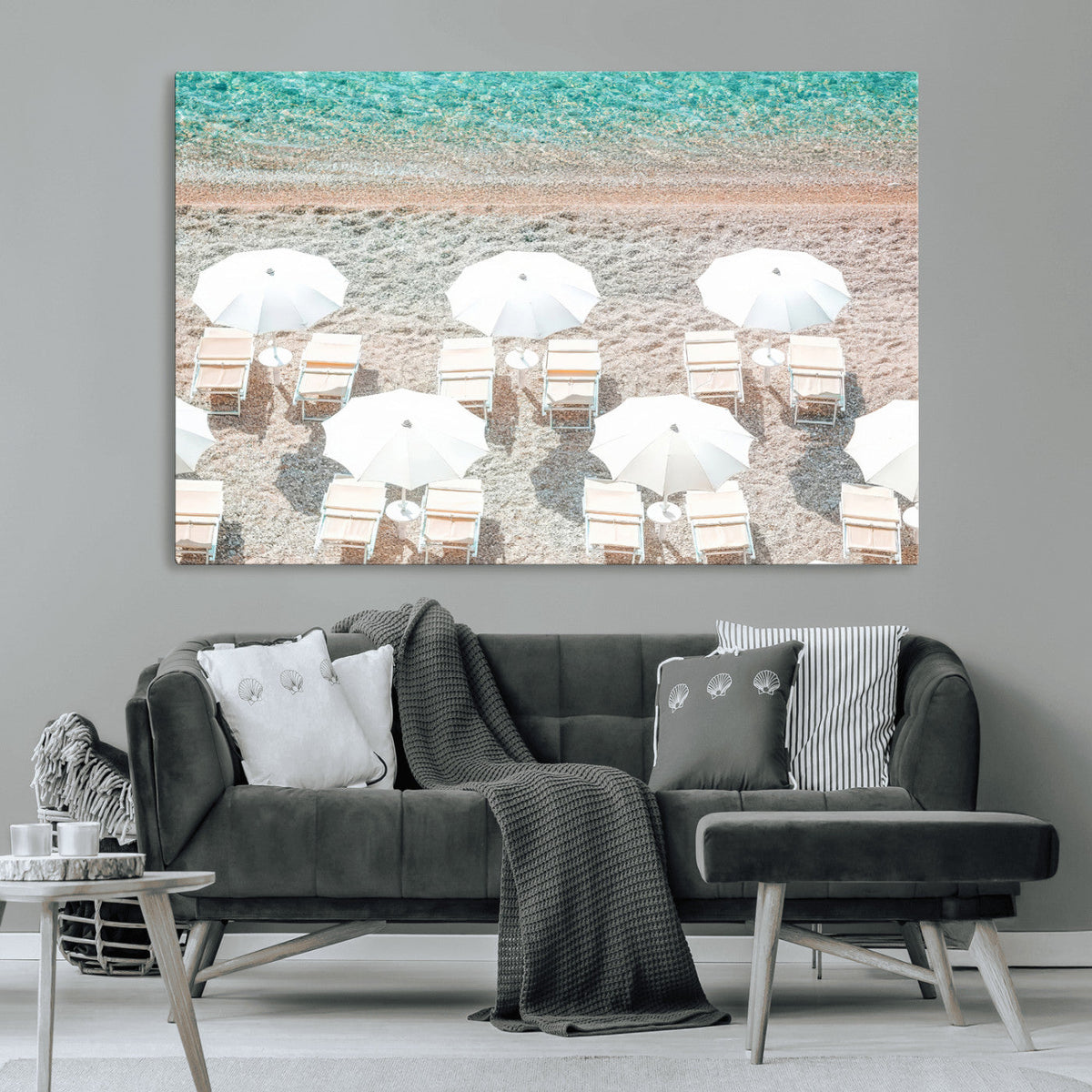 Calm Beach Wall Art | Framed Turquoise Water Canvas Artwork