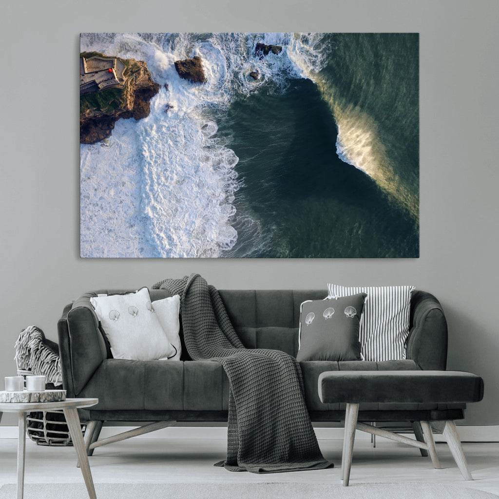 Ocean Wave Wall Art | Aerial Coastal View Canvas Artwork