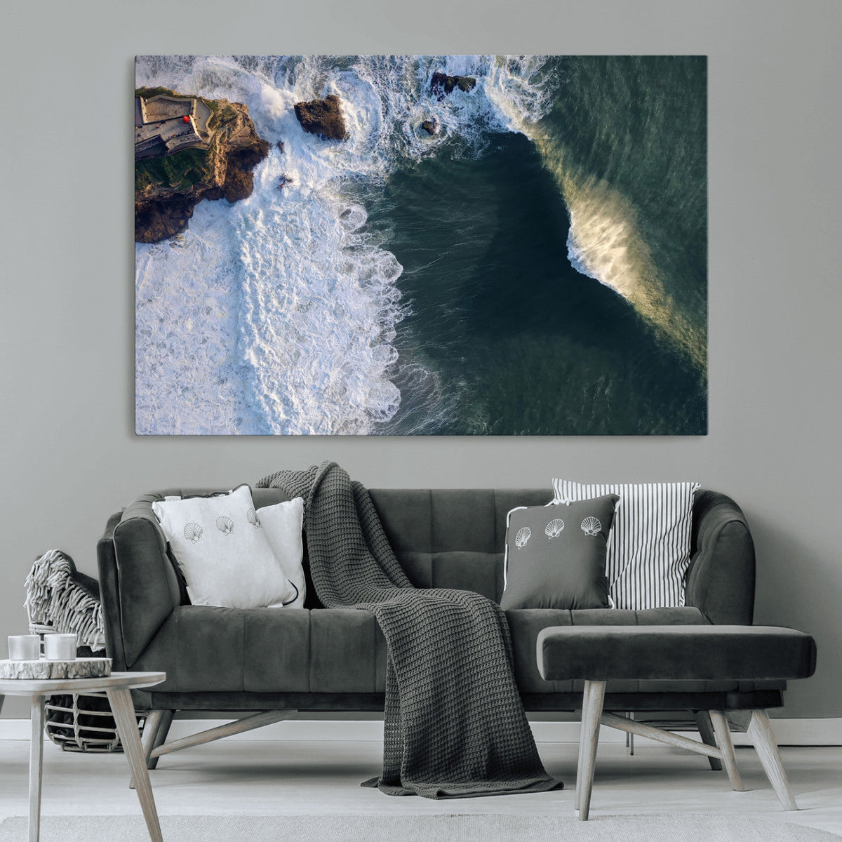 Ocean Wave Wall Art | Aerial Coastal View Canvas Artwork