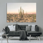 Desert Cactus Wall Art Canvas Print, Framed Baja Desert Art, Pastel Southwestern Decor