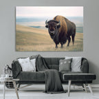 Bison Wall Art Canvas Print, Framed American Buffalo Rustic Western Artwork