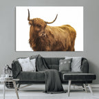 Highland Cow Wall Art Canvas Print, Framed Rustic Farmhouse Animal Portrait