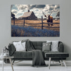 Texas Longhorn Wall Art Canvas Print, Framed Rustic Barn Art, Farmhouse Cow Decor