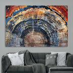 Tree Rings Wall Art Canvas Print, Framed Petrified Wood Art, Modern Rustic Decor