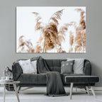 Pampas Grass Wall Art Canvas Print, Framed Neutral Tones Minimalist Boho