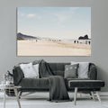Minimalist Beach Wall Art Canvas Print, Framed Coastal Serenity Soft Sand