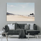Minimalist Beach Wall Art Canvas Print, Framed Coastal Serenity Soft Sand