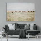 Bison Herd Wall Art Canvas Print, Framed Western Ranch Nature Scene