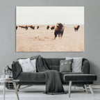 Bison Herd Wall Art Canvas Print, Framed Western Prairie Serenity