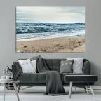 Ocean Wall Art Canvas Print, Framed Moody Seascape with Waves and Horizon