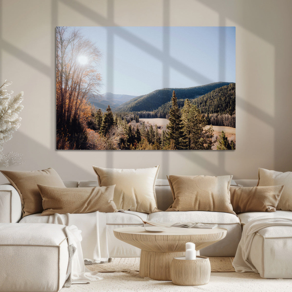 Rustic Landscape Wall Art Canvas Print, Serene Valley Scene