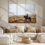 Cowboy Wall Art Canvas Print, Framed Western Rustic Ranch Scene