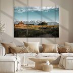 Rustic Farmhouse Wall Art Canvas Print, Teton Range Mormon Row Barn