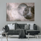 Abstract Grey Gold Wall Art | Modern Geometric Canvas