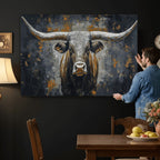 Rustic Bull Wall Art Canvas Print, Longhorn Wall Decor
