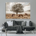 Texas Longhorn Cattle Wall Art, Rustic Western Ranch Canvas
