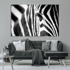 Zebra Stripes Wall Art Canvas Print, Black and White Close Up Wildlife Pattern
