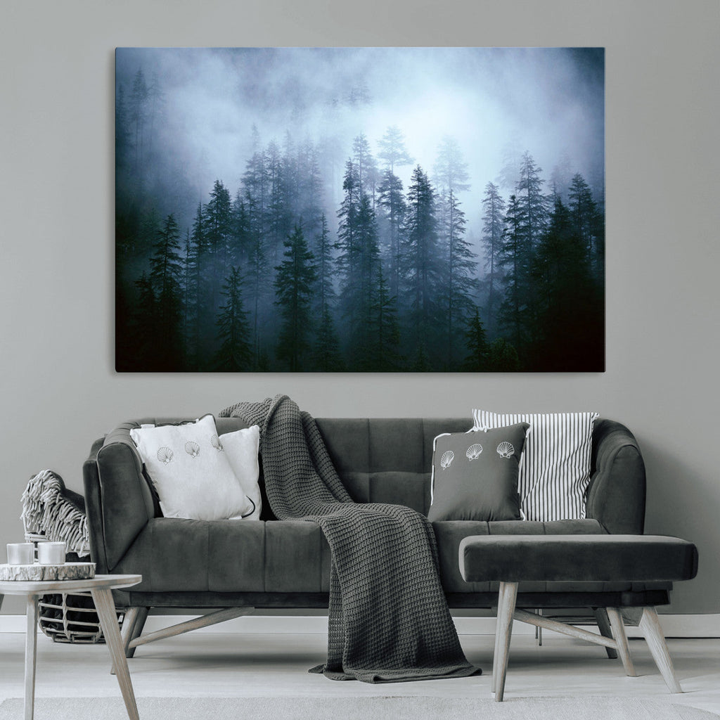 Foggy Pines Misty Forest Wall Art Print