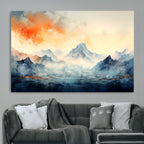 Warm Clouds Abstract Mountain Wall Art, Modern Landscape Canvas Print