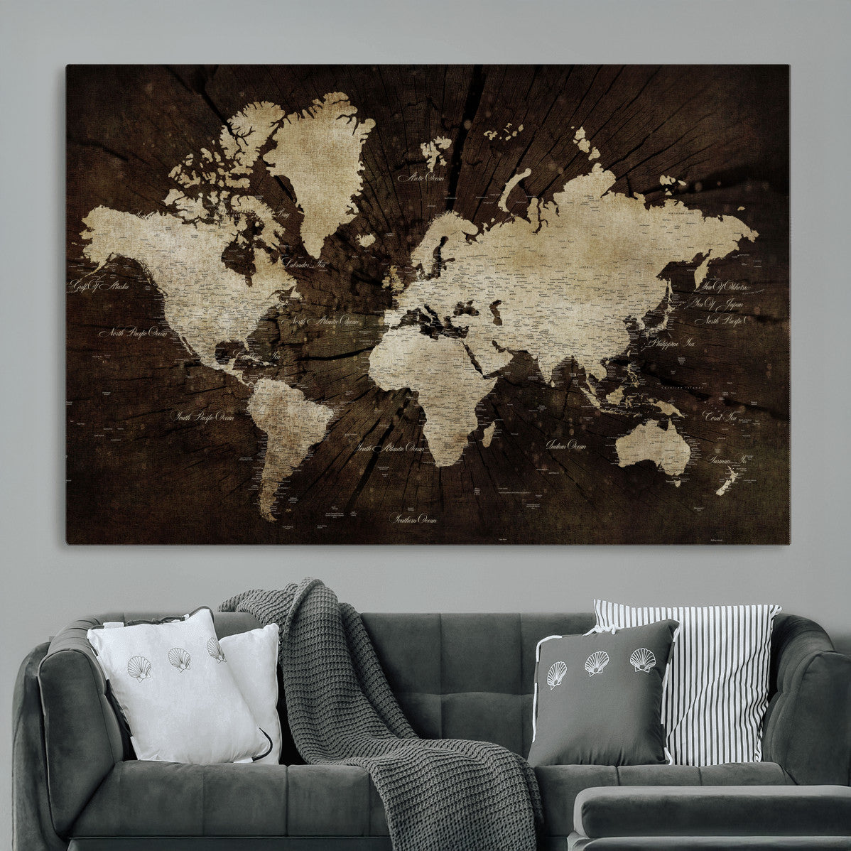 World Map Wall Art Canvas Print | Framed Travel Map Wall Art