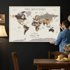 Personalized Travel Tracker Map with Pins, Framed World Map for Home and Office