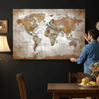 Vibrant Watercolor World Map Canvas Wall Art | Framed Travel Map
