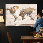 Modern World Map Canvas Print | Framed Travel Map Wall Art