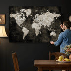 Vintage World Map Wall Art Canvas Print | Framed Large Map Wall Art