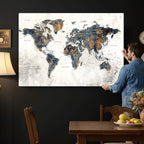 World Map Wall Art Canvas Print for Office Wall Decor