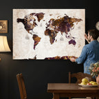 Blue Watercolor World Map Canvas Print | Framed Modern Wall Art