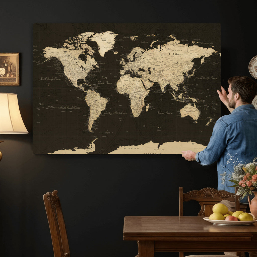 World Map Canvas Print | Framed World Map Wall Art for Couples