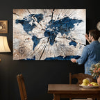 Rustic World Map Canvas Print | Framed Wall Art for Couples