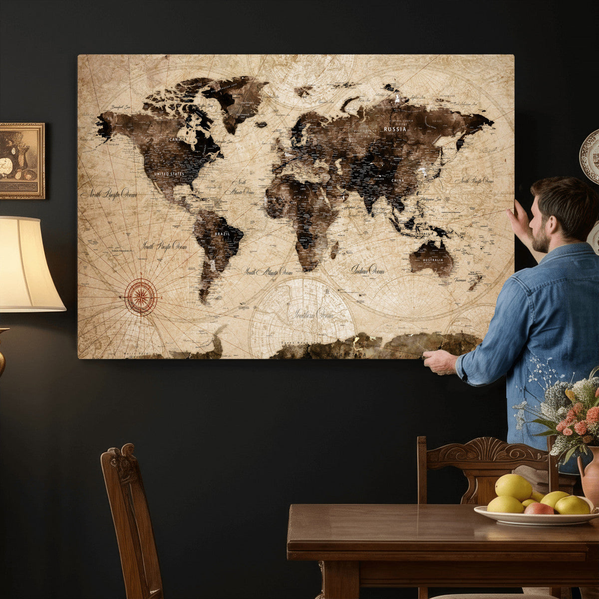 World Map Wall Art Canvas Print
