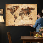 Modern Red and Gray World Map Canvas Print | Framed Wall Art