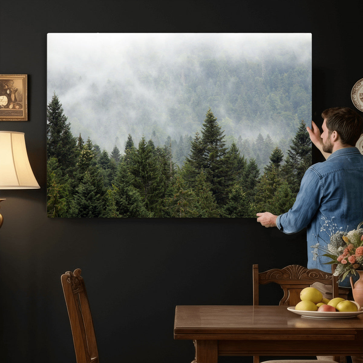 Misty Mountain Forest Wall Art Canvas Print