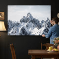 Snowy Mountain Range Canvas Print, Alpine Peaks Landscape Wall Art