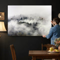 Foggy Forest Wall Art Canvas Print, Misty Pine Tree Landscape