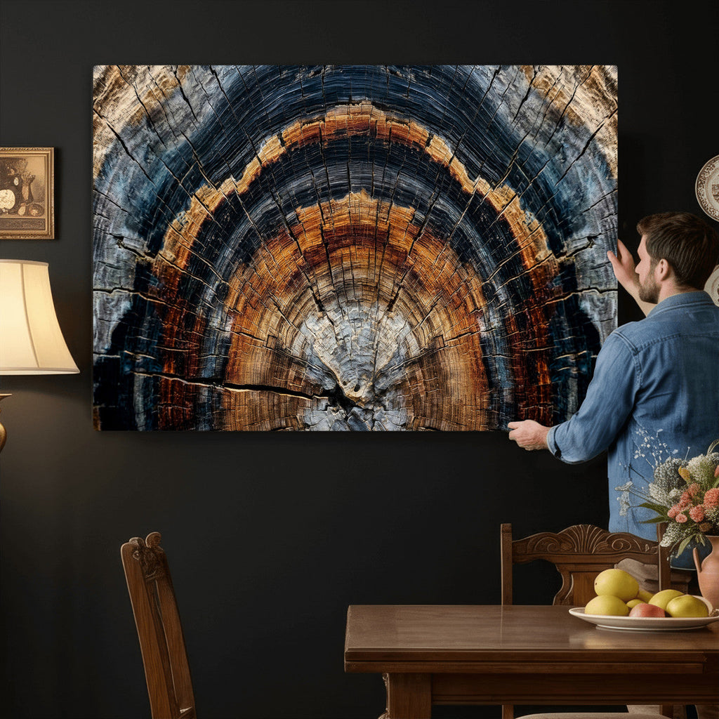Abstract Wood Grain Canvas Print, Tree Ring Pattern Wall Art, Extra Large Living Room Wall Decor