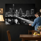 Austin Skyline Wall Art Canvas Print, Austin Downtown Night Cityscape