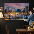Baltimore Skyline Wall Art Canvas Print, Baltimore Downtown Night Cityscape