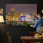 Baltimore Skyline Wall Art Canvas Print, Baltimore Downtown Night Cityscape