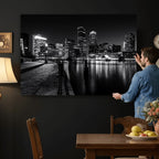 Boston Wall Art Canvas Print, Boston City Downtown Night Cityscape