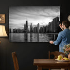 Chicago Wall Art Canvas Print, Chicago City Downtown Night Cityscape