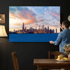 Chicago Wall Art Canvas Print - Chicago City Downtown Night Cityscape